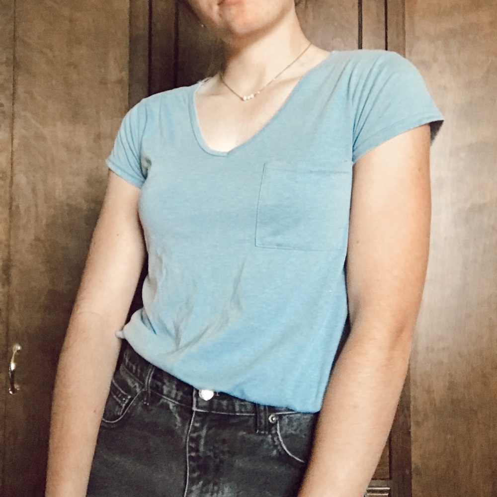 light blue t-shirt with pocket